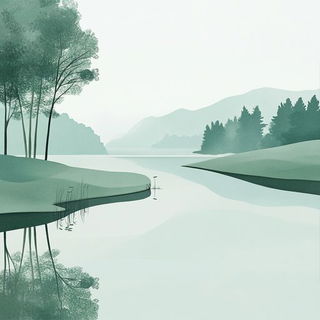 Pine Squall Register style, Midjourney V6.1: realistic landscape photograph of quiet dawn