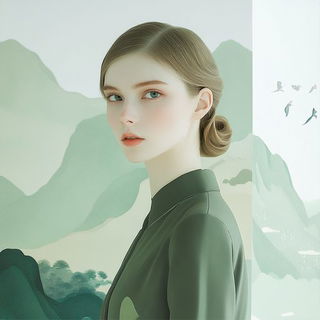 Pine Squall Register style, Midjourney V6.1: photographic portrait of female protagonist