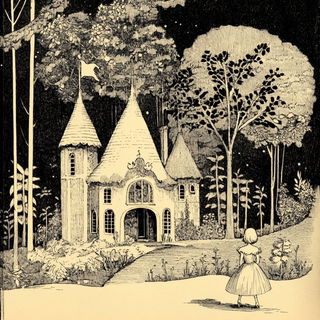 Darkroom Nacre style, Midjourney V6.1: retro fairy-tale illustration