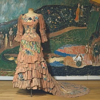 Paintquake Colossals style, Midjourney V6.1: haute-couture fashion outfit