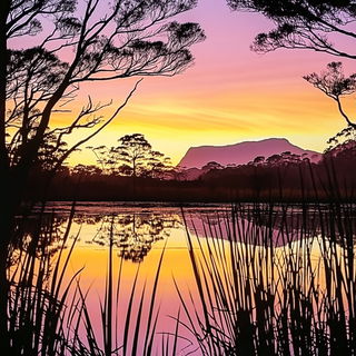 Carnivale Miniatura style, Midjourney V6.1: realistic landscape photograph of quiet dawn