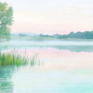 Kaleidomarmoreal style, Midjourney V6.1: realistic landscape photograph of quiet dawn