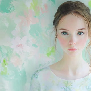 Kaleidomarmoreal style, Midjourney V6.1: photographic portrait of female protagonist
