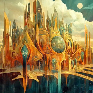 Calcite Maw style, Midjourney V6.1: megacity with futuristic bioarchitecture