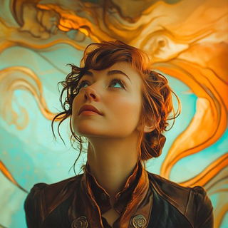 Calcite Maw style, Midjourney V6.1: photographic portrait of female protagonist