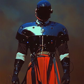 Sapphire Scaleweave style, Midjourney V6.1: concept art character design of retropunk steam knight