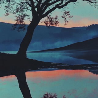 Sapphire Scaleweave style, Midjourney V6.1: realistic landscape photograph of quiet dawn