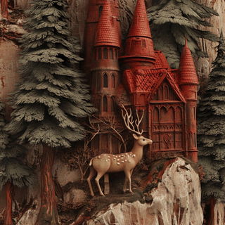 Lumenscarf Joinery style, Midjourney V6.1: retro fairy-tale illustration