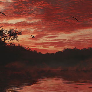 Lumenscarf Joinery style, Midjourney V6.1: realistic landscape photograph of quiet dawn