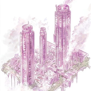 Portalflare Synchromancy style, Midjourney V6.1: megacity with futuristic bioarchitecture