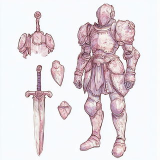 Portalflare Synchromancy style, Midjourney V6.1: concept art character design of retropunk steam knight