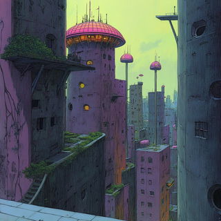 Folklorapex style, Midjourney V6.1: megacity with futuristic bioarchitecture
