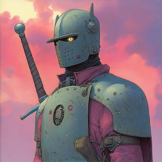 Folklorapex style, Midjourney V6.1: concept art character design of retropunk steam knight