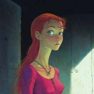 Folklorapex style, Midjourney V6.1: photographic portrait of female protagonist