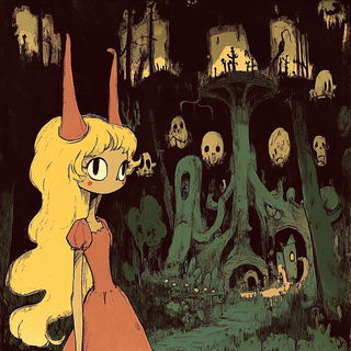Hornedwater style, Midjourney V6.1: retro fairy-tale illustration