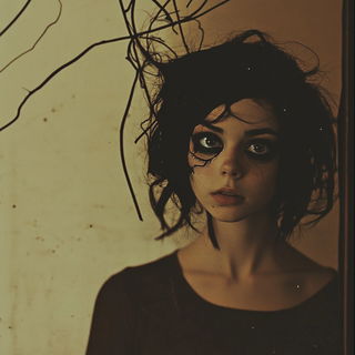 Hornedwater style, Midjourney V6.1: photographic portrait of female protagonist