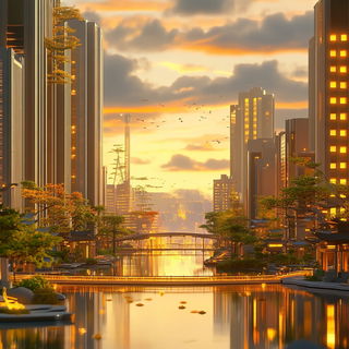 Ochrewind style, Midjourney V6.1: megacity with futuristic bioarchitecture