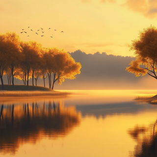 Ochrewind style, Midjourney V6.1: realistic landscape photograph of quiet dawn