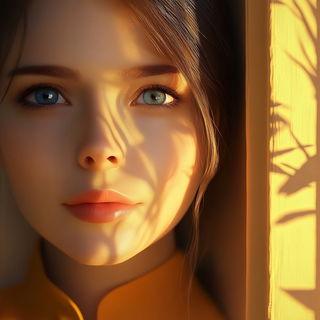 Ochrewind style, Midjourney V6.1: photographic portrait of female protagonist
