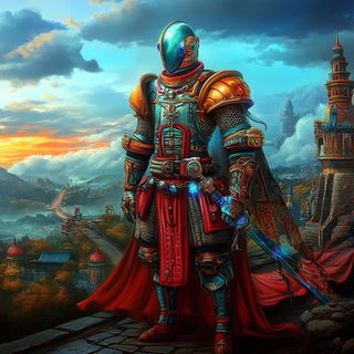 Vatblack Orbitals style, Midjourney V6.1: concept art character design of retropunk steam knight