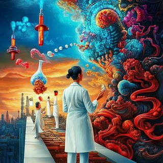 Vatblack Orbitals style, Midjourney V6.1: editorial illustration for popular scientific magazine cover