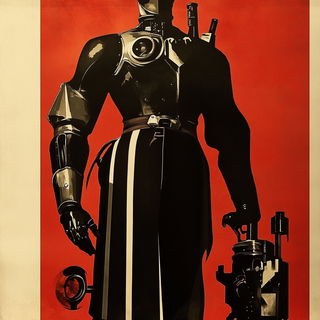 Attritionpop style, Midjourney V6.1: concept art character design of retropunk steam knight