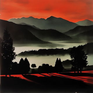 Attritionpop style, Midjourney V6.1: realistic landscape photograph of quiet dawn