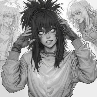 Gothic Lithic Emblem style, Midjourney V6.1: black-and-white manga comic strip