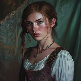 Gothic Lithic Emblem style, Midjourney V6.1: photographic portrait of female protagonist