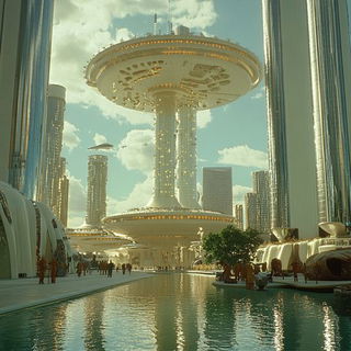 Parchment Nomadism style, Midjourney V6.1: megacity with futuristic bioarchitecture