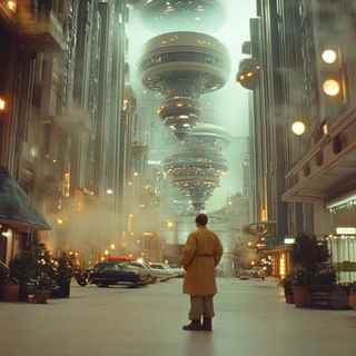 Parchment Nomadism style, Midjourney V6.1: cinematic shot from sci-fi movie