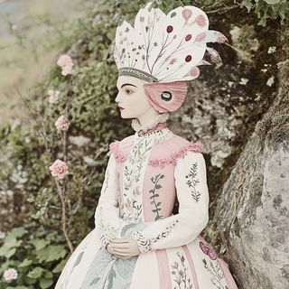 Sangria Sgraffito style, Midjourney V6.1: haute-couture fashion outfit