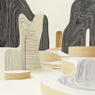 Stratocast style, Midjourney V6.1: abstract 3D render