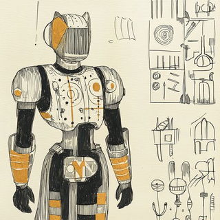 Stratocast style, Midjourney V6.1: concept art character design of retropunk steam knight