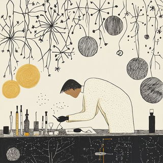 Stratocast style, Midjourney V6.1: editorial illustration for popular scientific magazine cover