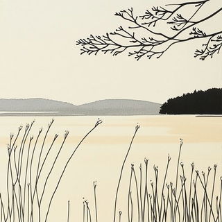 Stratocast style, Midjourney V6.1: realistic landscape photograph of quiet dawn