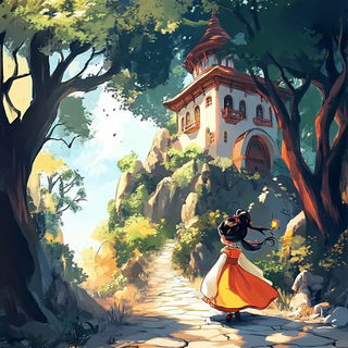 Afterimage Pilgrims style, Midjourney V6.1: retro fairy-tale illustration
