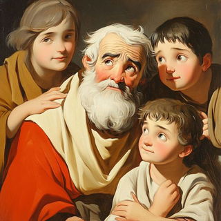Afterimage Pilgrims style, Midjourney V6.1: classical 18th-century oil painting