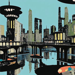 Profile Reservoir style, Midjourney V6.1: megacity with futuristic bioarchitecture