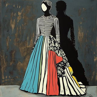 Profile Reservoir style, Midjourney V6.1: haute-couture fashion outfit