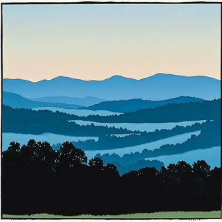 Profile Reservoir style, Midjourney V6.1: realistic landscape photograph of quiet dawn