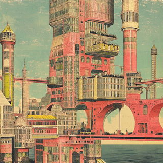 Archway Aquaflorics style, Midjourney V6.1: megacity with futuristic bioarchitecture