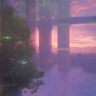 Ripplestone style, Midjourney V6.1: megacity with futuristic bioarchitecture