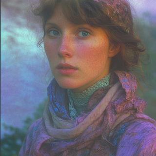 Ripplestone style, Midjourney V6.1: photographic portrait of female protagonist