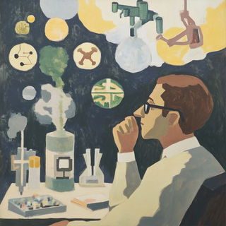 Puppetmaster Suburbia style, Midjourney V6.1: editorial illustration for popular scientific magazine cover