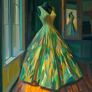 Engravorn style, Midjourney V6.1: haute-couture fashion outfit