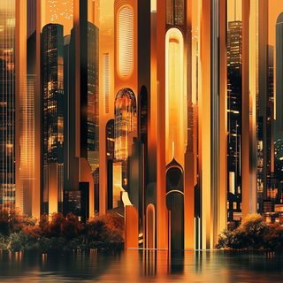 Koi Cloister style, Midjourney V6.1: megacity with futuristic bioarchitecture