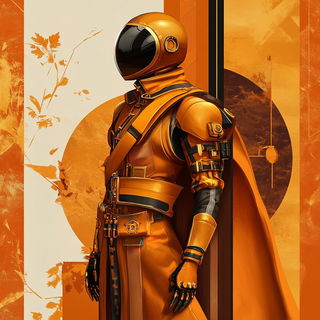 Koi Cloister style, Midjourney V6.1: concept art character design of retropunk steam knight