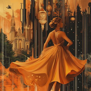 Koi Cloister style, Midjourney V6.1: retro fairy-tale illustration