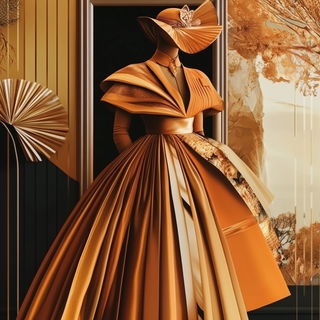 Koi Cloister style, Midjourney V6.1: haute-couture fashion outfit